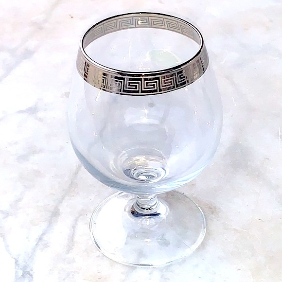 COLLECTION COGNAC GLASSES WITH GREEK SILVER RIM NIB 22 OZ SET OF 4 - Picture 4 of 9